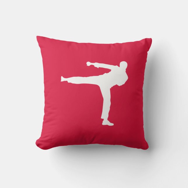 Crimson Red Martial Arts Throw Pillow (Front)