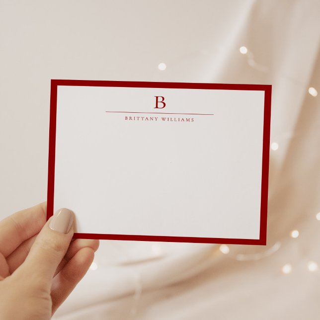 Crimson Red Modern Stationery Classic  Note Card (Creator Uploaded)
