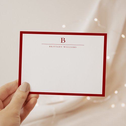 Crimson Red Modern Stationery Classic  Note Card