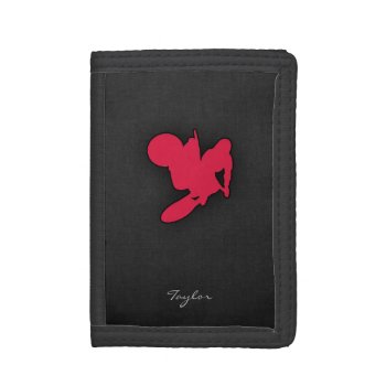 Crimson Red Motocross Trifold Wallet by ColorStock at Zazzle