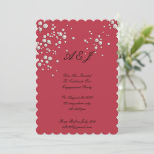 crimson red pearl invitation