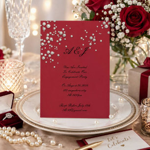 crimson red pearl invitation