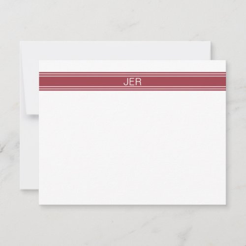 Crimson Red Personalized Monogrammed Name Initials Note Card