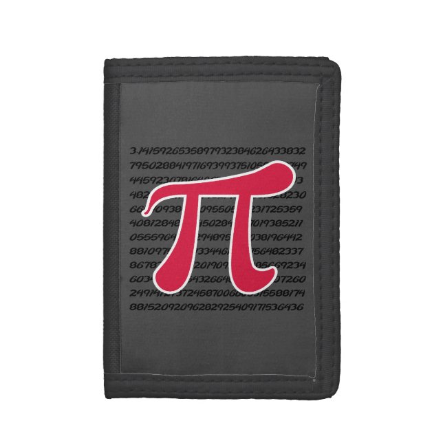 Crimson Red Pi Symbol Tri-fold Wallet (Front Vertical)