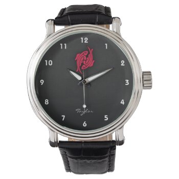 Crimson Red Pisces Watch by ColorStock at Zazzle