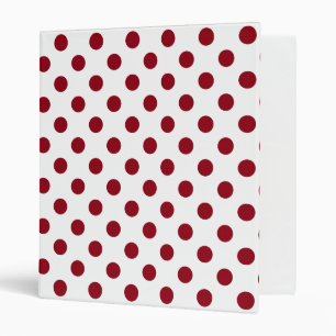 Crimson Red Polka Dots Circles 3 Ring Binder
