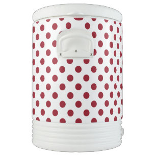 Crimson Red Polka Dots Circles Beverage Cooler