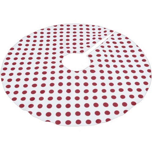 Crimson Red Polka Dots Circles Brushed Polyester Tree Skirt