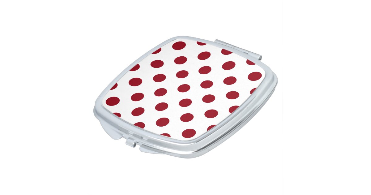Crimson Red Polka Dots Circles Compact Mirror | Zazzle