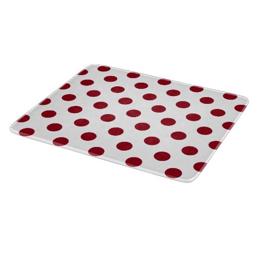 Crimson Red Polka Dots Circles Cutting Board