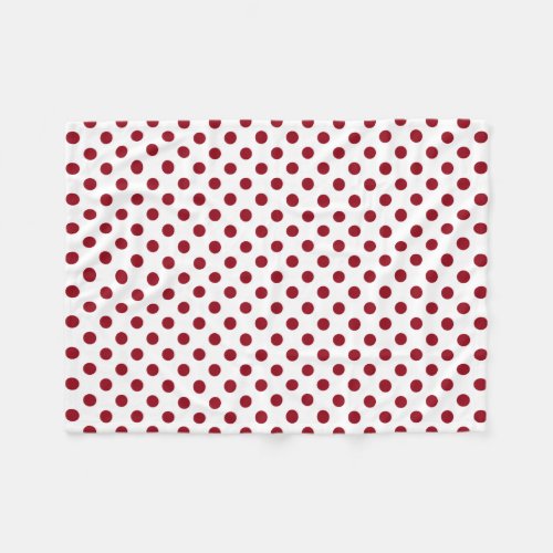 Crimson Red Polka Dots Circles Fleece Blanket