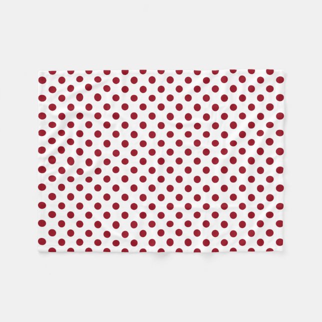Crimson Red Polka Dots Circles Fleece Blanket (Front (Horizontal))