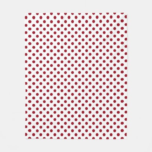 Crimson Red Polka Dots Circles Fleece Blanket