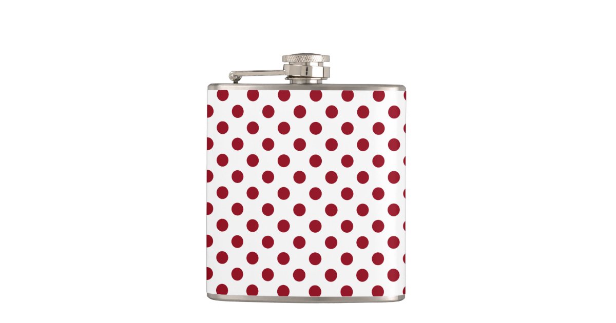 Crimson Red Polka Dots Circles Hip Flask | Zazzle