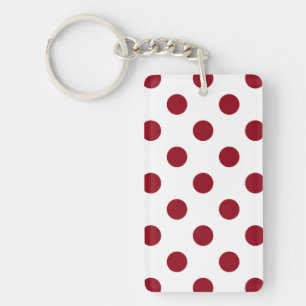 Crimson Red Polka Dots Circles Keychain