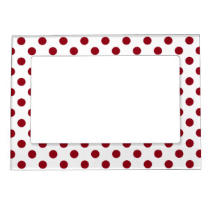 Crimson Red Polka Dots Circles Magnetic Picture Frame