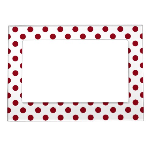 Crimson Red Polka Dots Circles Magnetic Picture Frame