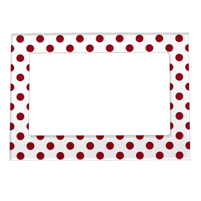 Crimson Red Polka Dots Circles Magnetic Picture Frame (Front)