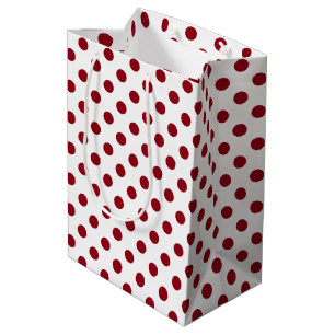 Crimson Red Polka Dots Circles Medium Gift Bag