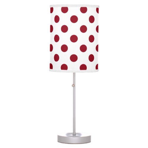 Crimson Red Polka Dots Circles Table Lamp