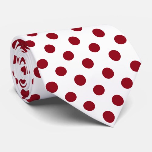 Crimson Red Polka Dots Circles Tie