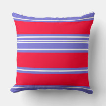 Crimson Red, Purple and White Stripes Throw Pillow
