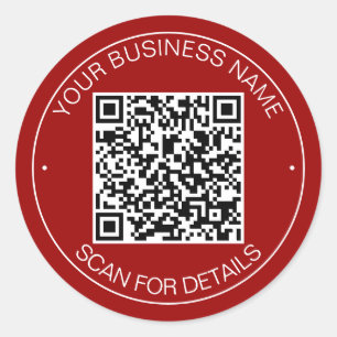 Crimson Red QR Code Smart Contact Classic Round Sticker