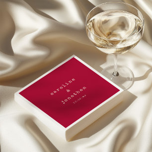 Crimson Red Retro Minimalist Typewriter Wedding Napkins