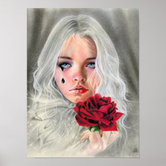 Crimson Red rose gothic girl mime POSTER