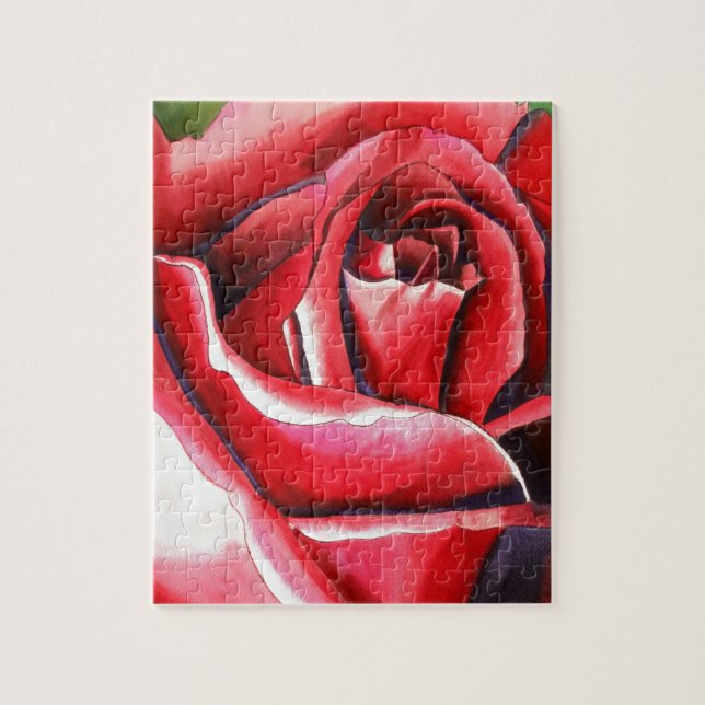 Crimson Red Rose original watercolor art Jigsaw Puzzle (Vertical)