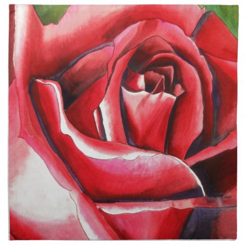 Crimson Red Rose original watercolor art Napkin