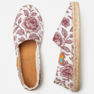 Crimson Red Rose Pattern Espadrilles