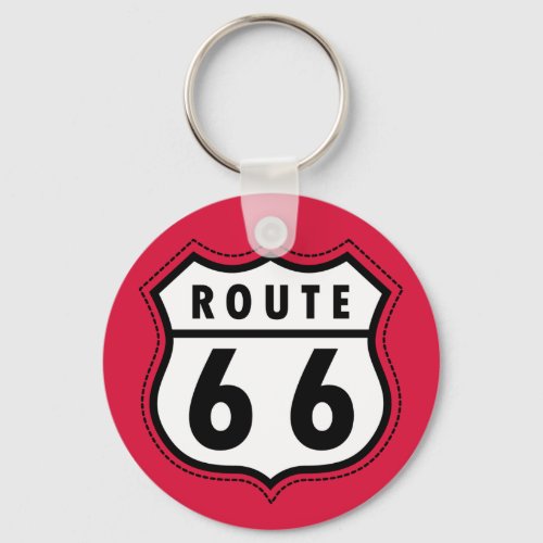 Crimson Red Route 66 Road Sign Keychain