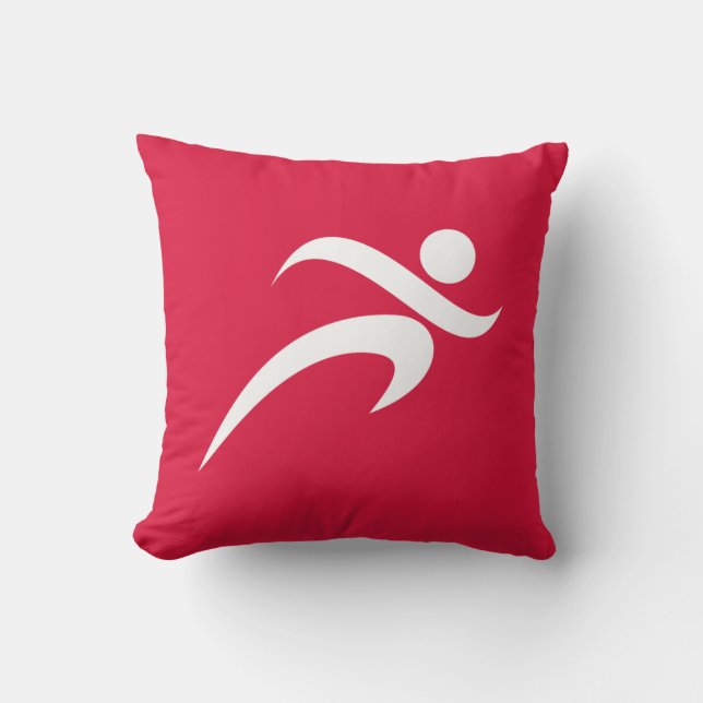 Crimson Red Running Throw Pillow (Front)