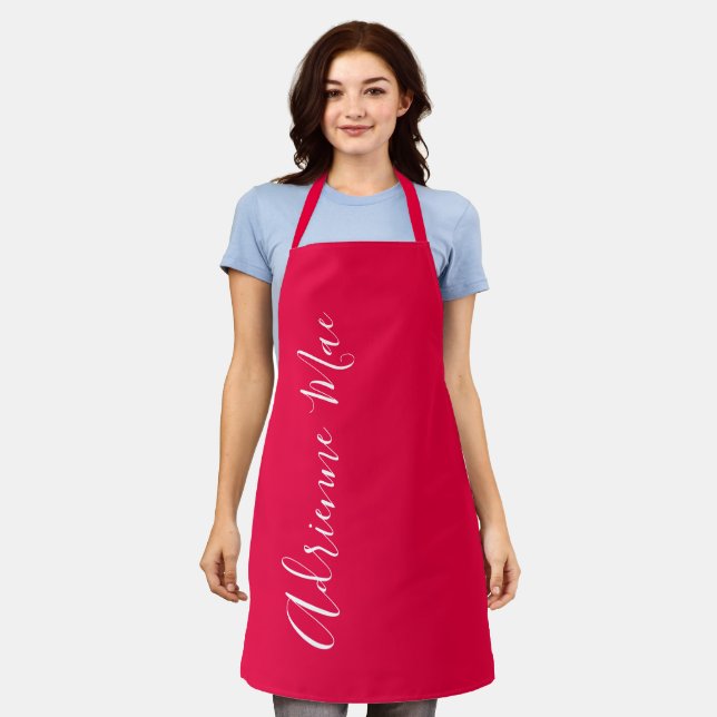 Crimson Red Simply Personalized Apron (Worn)