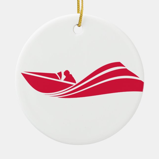 Crimson Red Speed Boat Ceramic Ornament (Front)