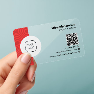 Crimson Red Stripe Creative Minimalist Clear Business Cards