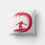 Crimson Red Surfing Throw Pillow at Zazzle