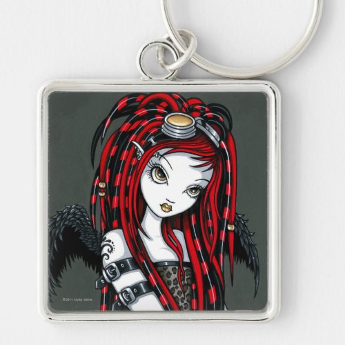 "Crimson" Red Tattoo Cyber Goth Angel Keychain