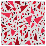 crimson red triangles on white retro background fabric