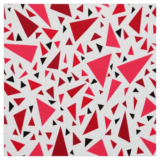crimson red triangles on white retro background fabric