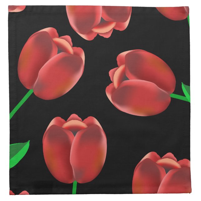 Crimson Red Tulips Napkin (Front)