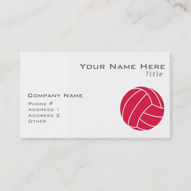 Crimson Red Volleyball Business Card (Front)