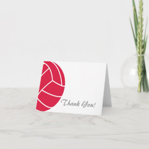 Crimson Red Volleyball Letterpress Thank You Card