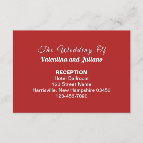 Crimson Red Wedding Reception Enclosure Card