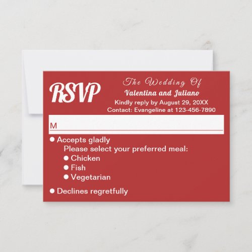 Crimson Red Wedding RSVP Card