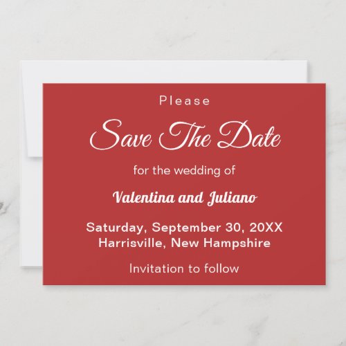 Crimson Red Wedding Save The Date