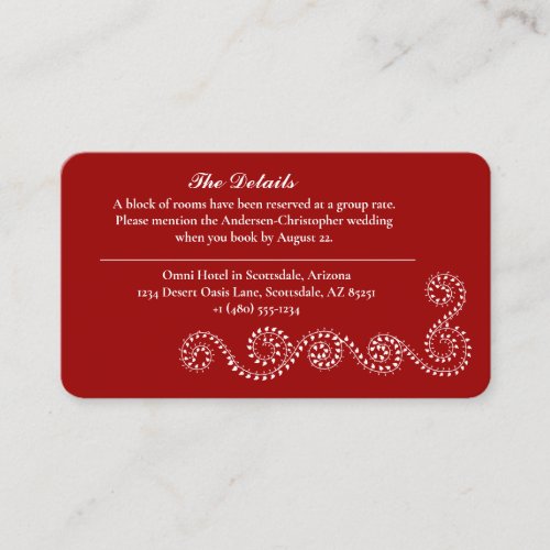 Crimson Red Wedding with Delicate Flourish Enclosure Card