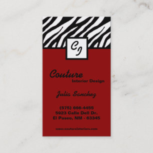 Crimson Red Zebra Print Personalize Business Card