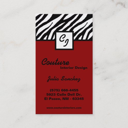 Customizable Crimson Red Zebra Print Personalize Business Card